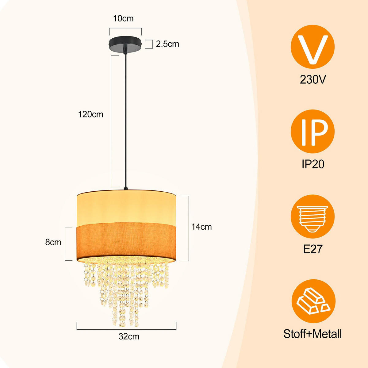 PENDELLEUCHTE AUE Ⅲ 10/32/120 cm - Weiß, Metall (10/32/120cm) - Nettlife