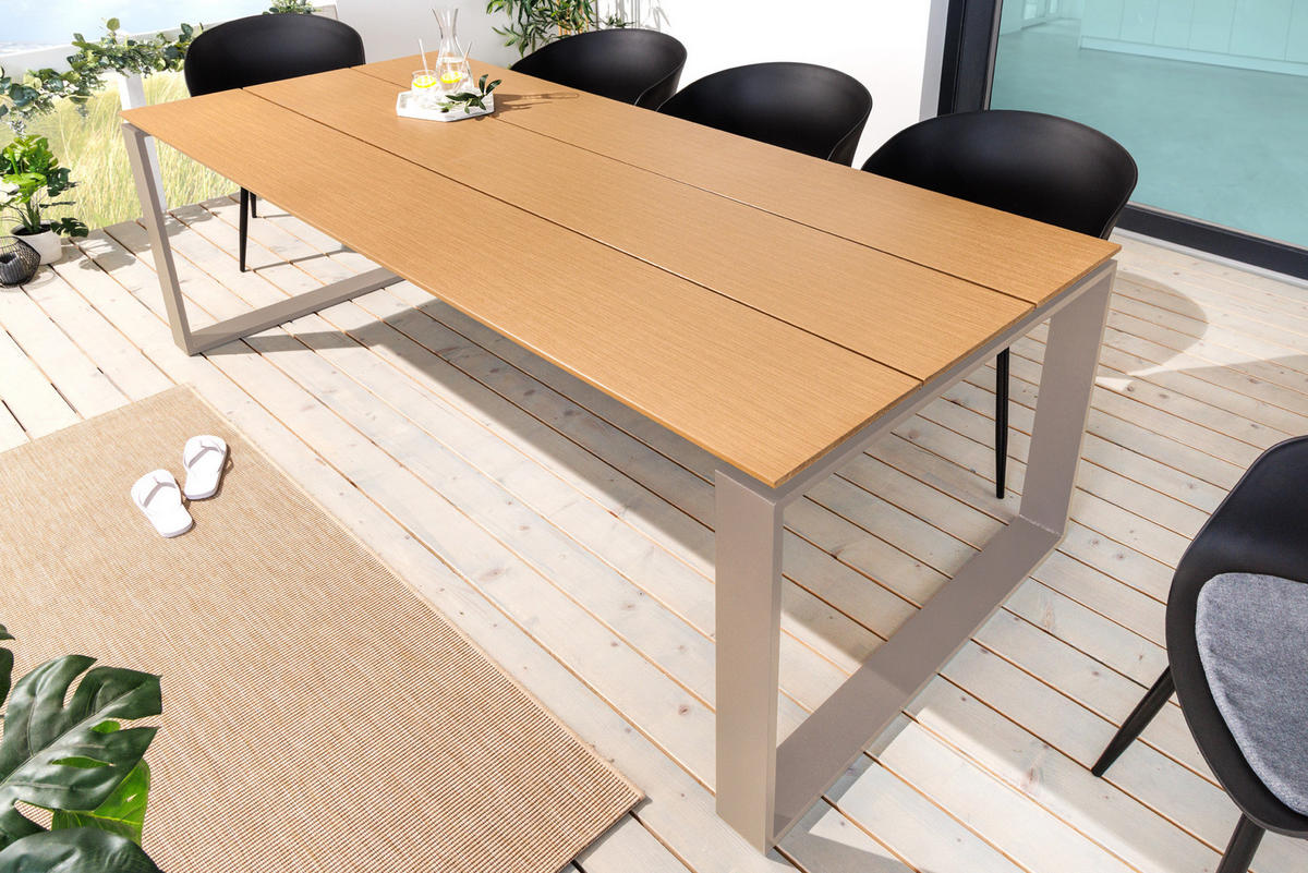 GARTENTISCH FLOATING Kunststoff Natur 210 cm - Naturfarben, Kunststoff/Metall (100/210/75cm) - riess-ambiente