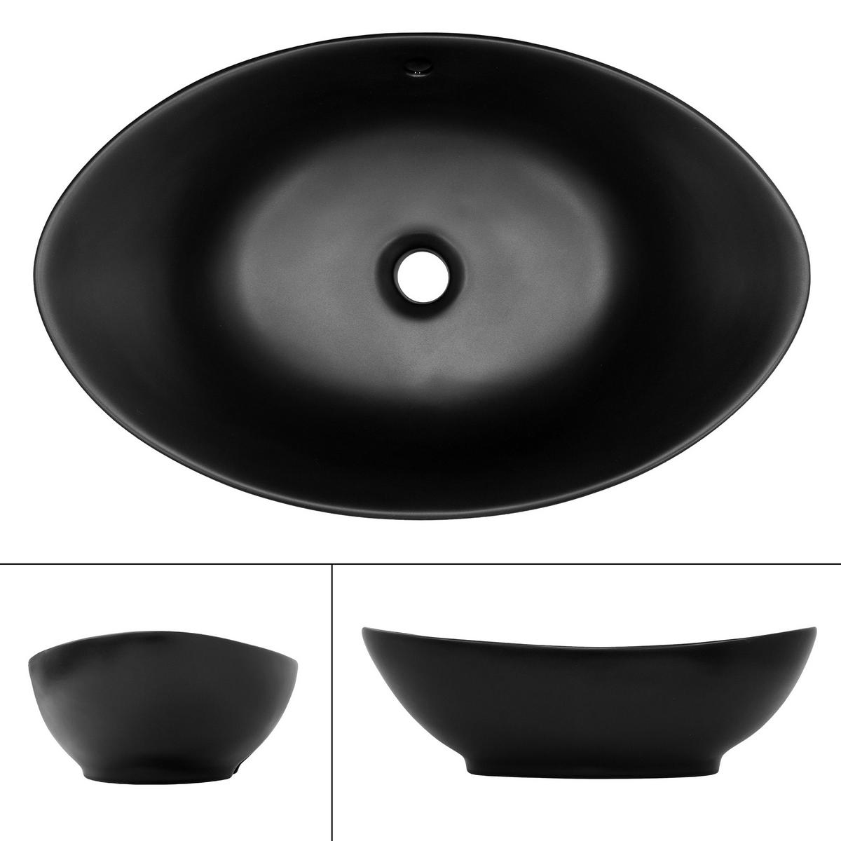 WASCHBECKEN - Schwarz, Keramik (19/38/59cm) - ML-DESIGN