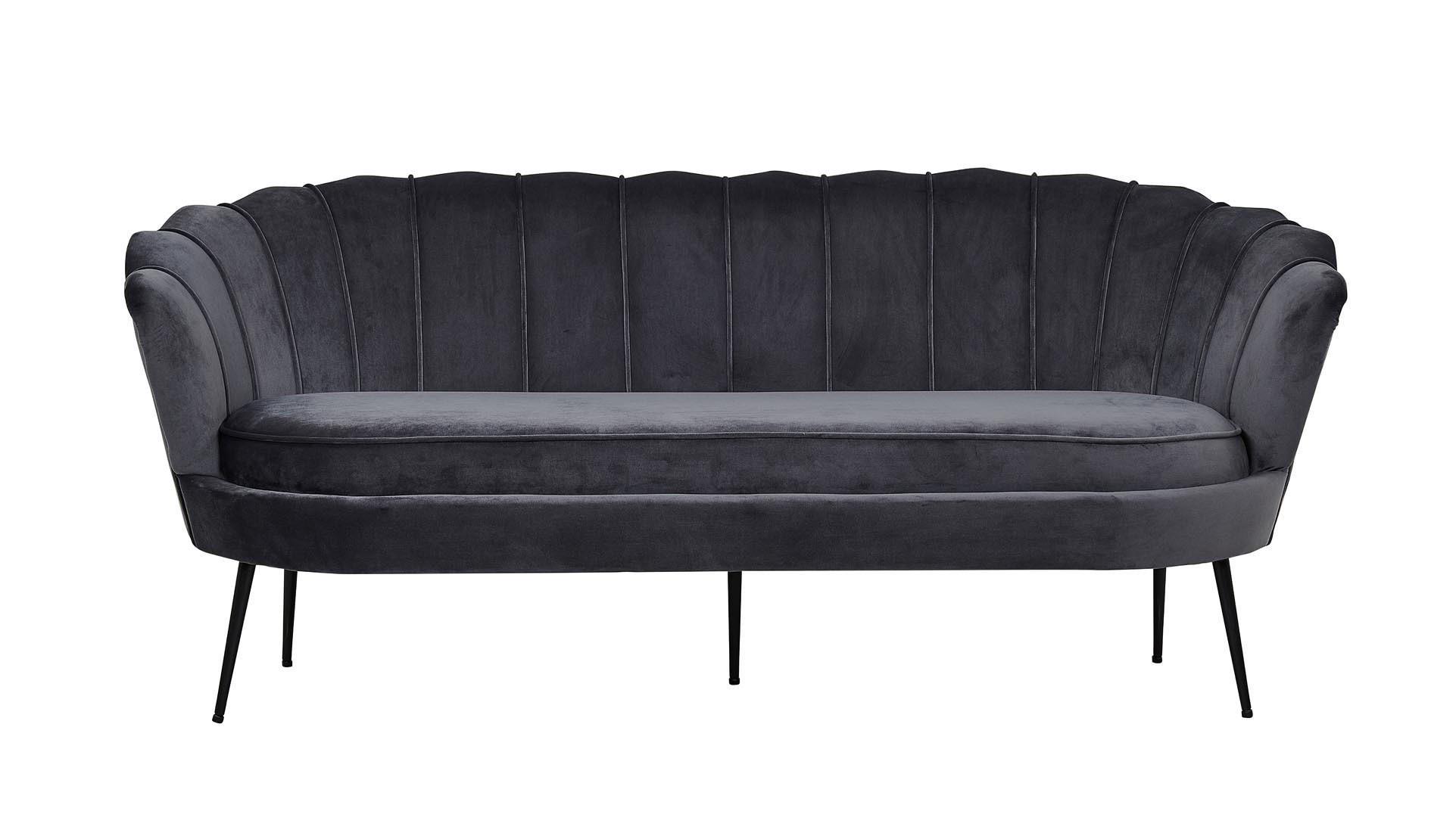 3-SITZER-SOFA Velours grau - Grau, Textil (181/79/78cm) - ebuy24