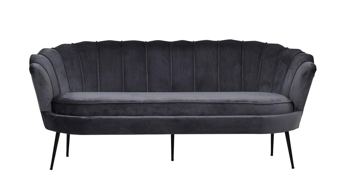 3-SITZER-SOFA Velours grau - Grau, Textil (181/79/78cm) - ebuy24