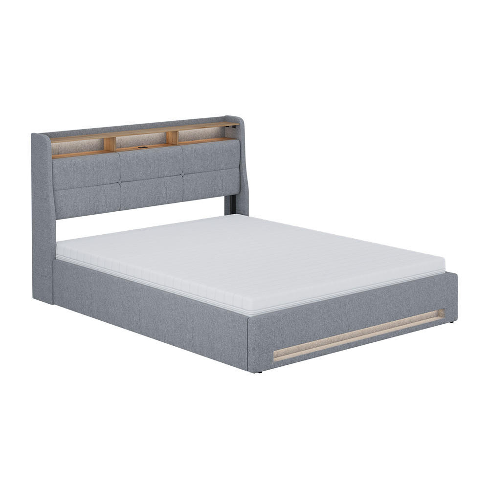ČALOUNĚNÁ POSTEL Christin Šedá/dubová - šedá, kompozitní dřevo - VitaliSpa