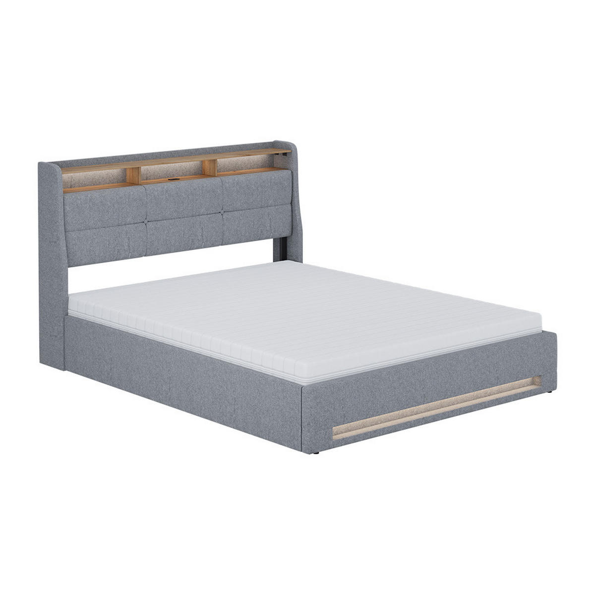 ČALOUNĚNÁ POSTEL Christin Šedá/dubová - šedá, kompozitní dřevo - VitaliSpa