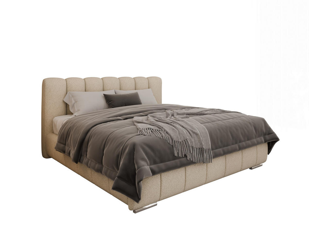 POLSTERBETT Zaira 180x200cm – Elegantes Polsterbett für modernen Wohnstil , ZONIERTE MULTI-TASCHEN-FEDERKERN (24cm), beige - Beige, Holz (180/200cm) - Panda Möbel