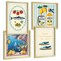 BILDER SET 4er Set - 50x50 cm & 40x60 cm Goldrahmen - Italienische Aromen, farbenfrohe Bilder - Goldfarben, Kunststoff (50/50cm) - TULUP