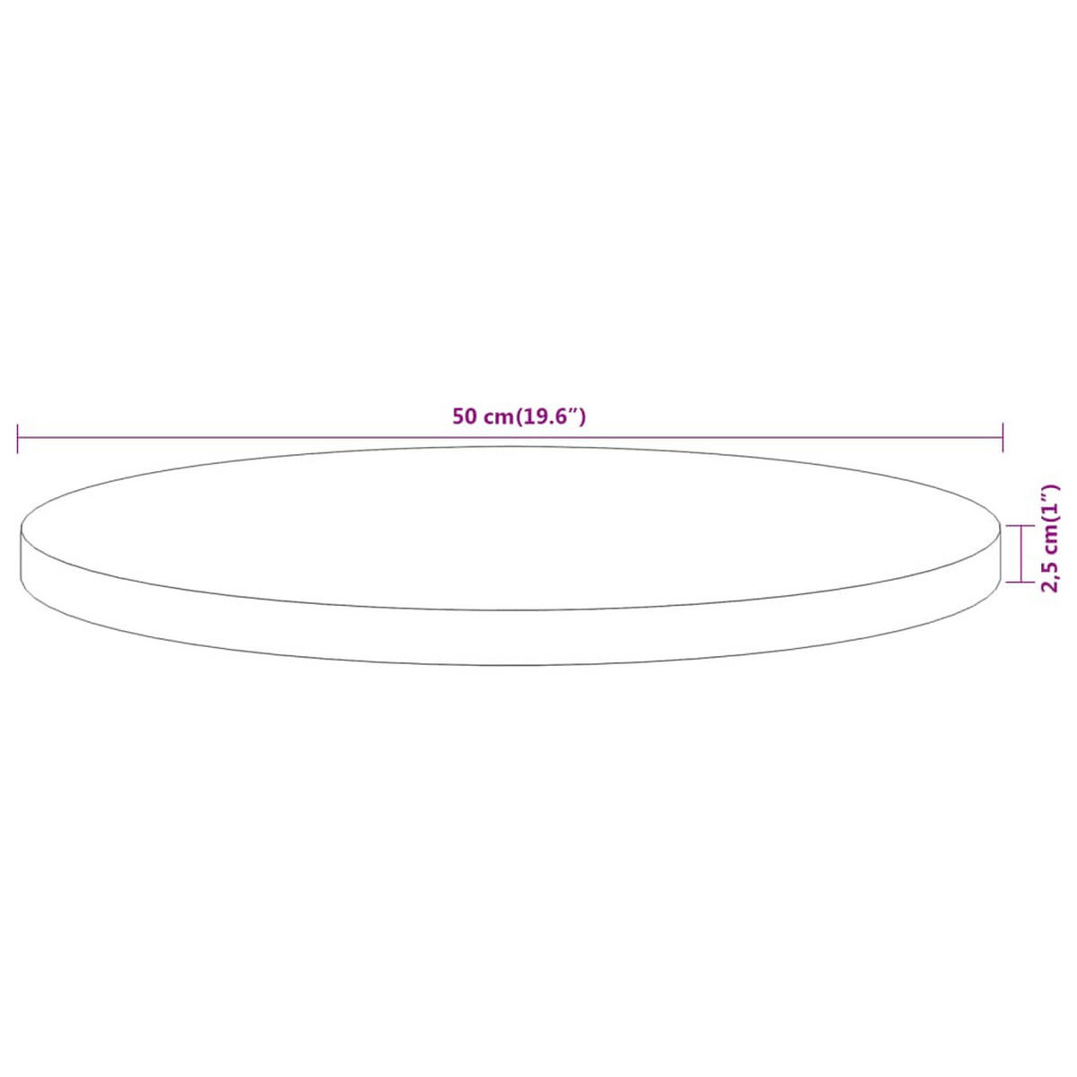 TISCHPLATTE Ø50/2,5 Cm Rund Massivholz Akazie - Naturfarben, Holz (50/50/2.5cm) - vidaXL