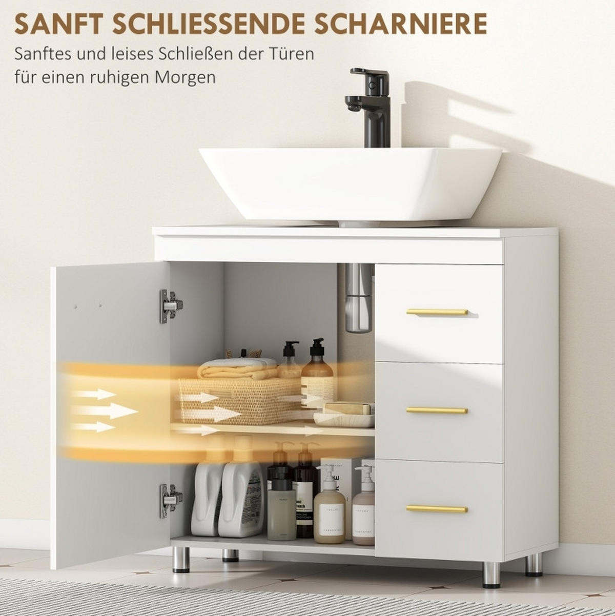 WASCHTISCHKOMBI 70/65/30 cm Weiß aus MDF und Spanplatte mit Soft-Close-Scharnieren - Weiß, Holzwerkstoff (70/65/30cm) - OKMYHOME