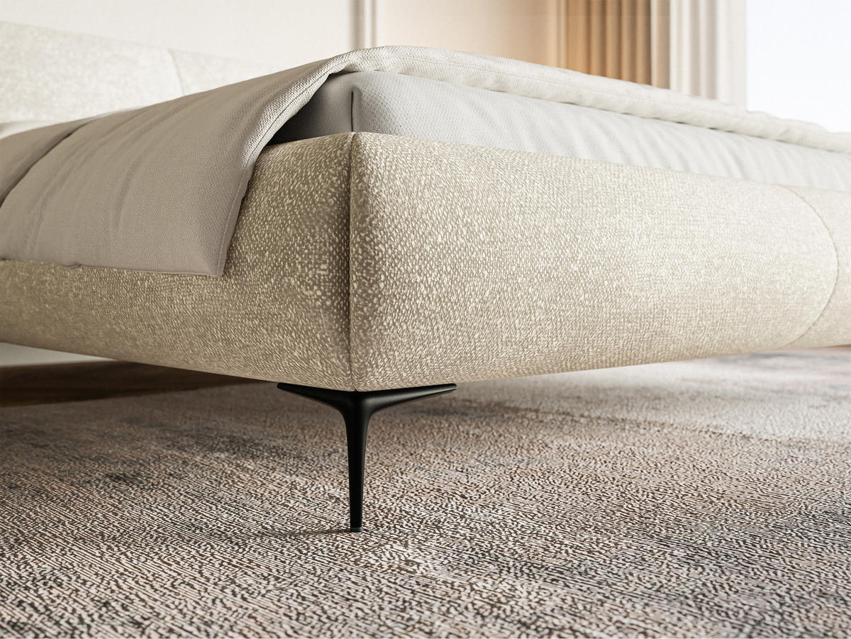 POLSTERBETT Ovalle Beige mit schwarzen Metallbeinen und Bettkasten 180 cm - Beige/Schwarz, Textil/Metall (180/200cm) - Selsey