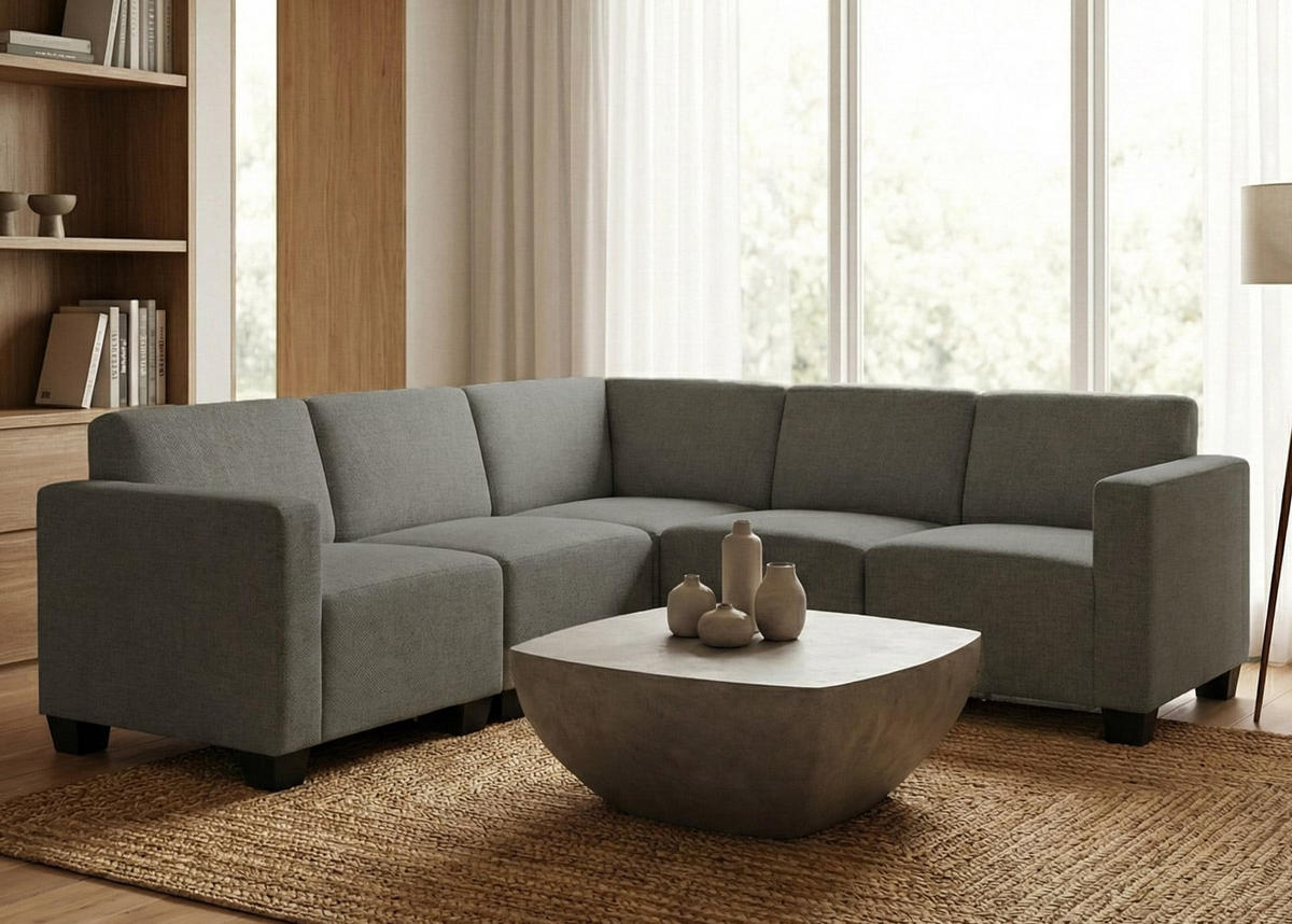 SOFA-SYSTEM COUCH-GARNITUR Grau - Grau, Textil (195/195cm) - MCW