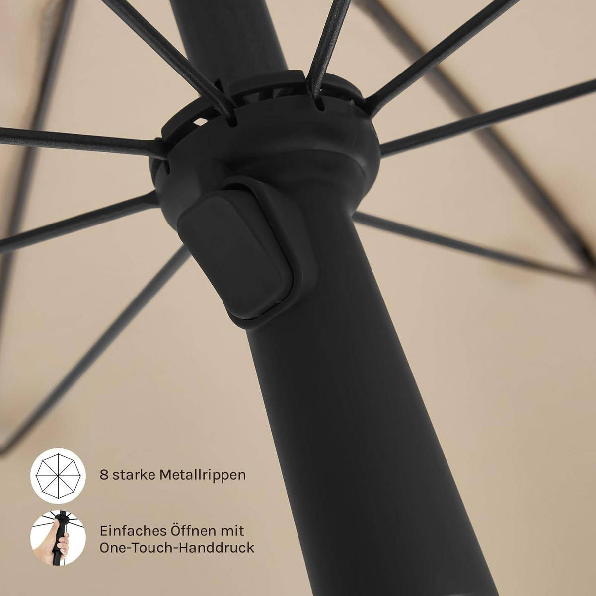 SONNENSCHIRM, Balkonschirm Strandschirm UV-beständig wasserdicht - Taupe, Metall (155/155cm) - Woltu