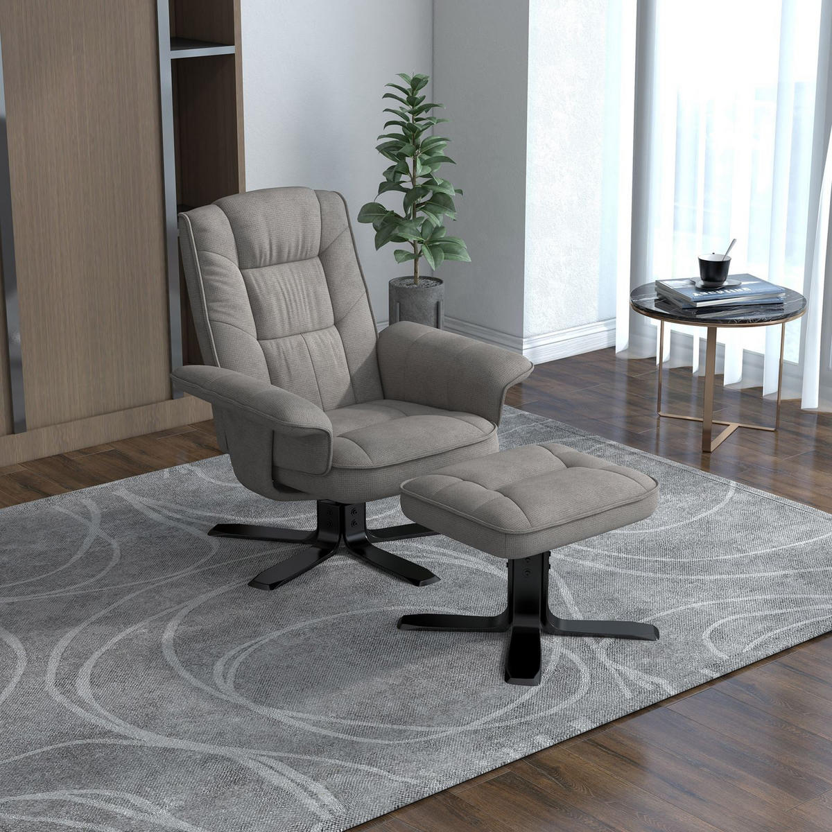 RELAXSESSEL CHARLY - Schwarz/Grau, Textil (76/87/61cm) - IDIMEX