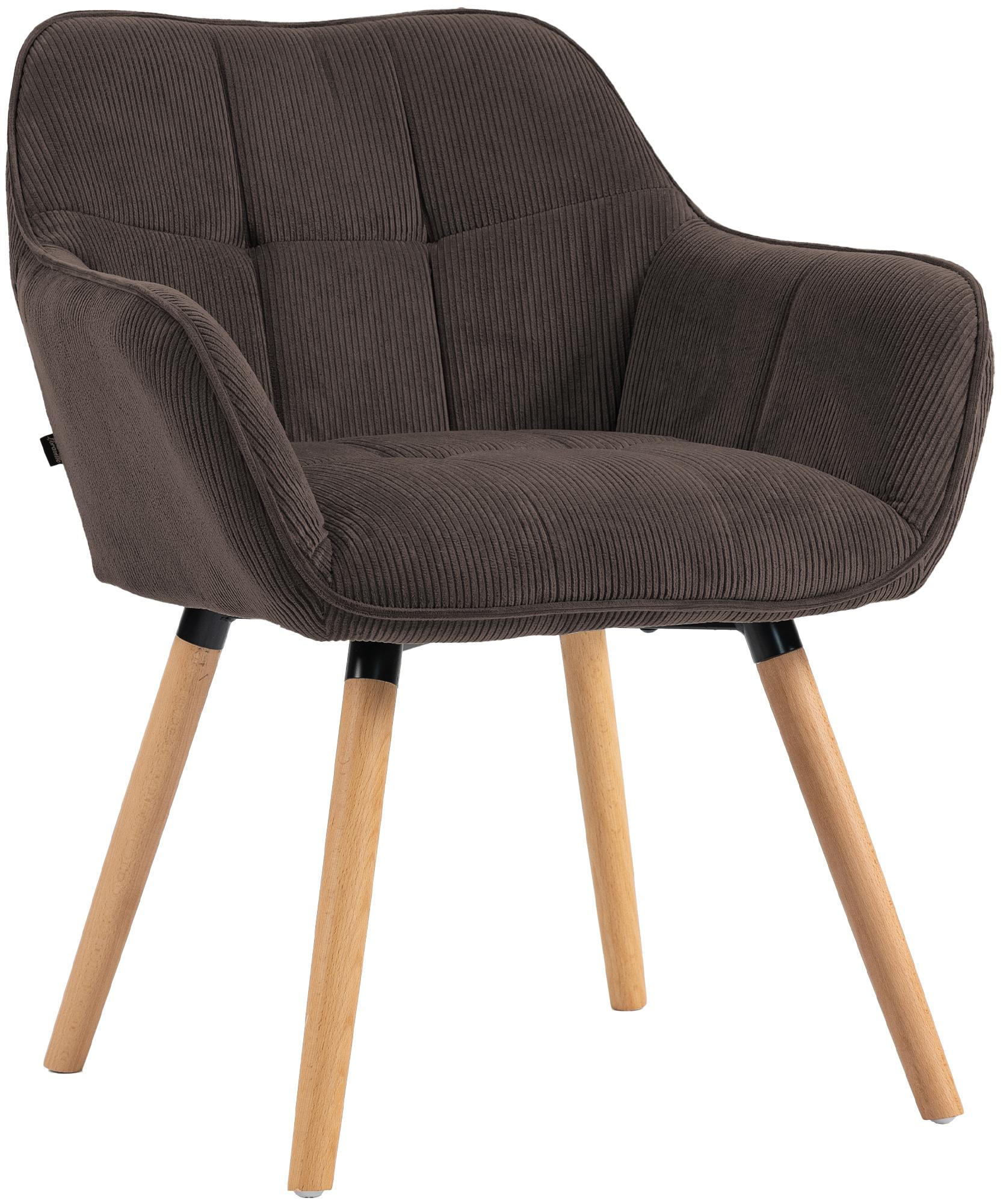 ESSZIMMERSTUHL Cord Braun - Eukalyptusholzfarben/Braun, Holz/Textil (65/82/64cm) - CLP