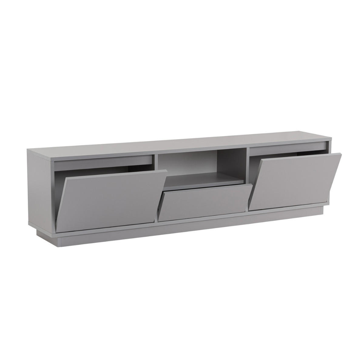 TV-MÖBEL mit 3 klappbaren türen und 1 offenem fach - vanguard 160/29,5/42 cm - Grau, Holzwerkstoff (29.5/42/160cm) - Calicosy