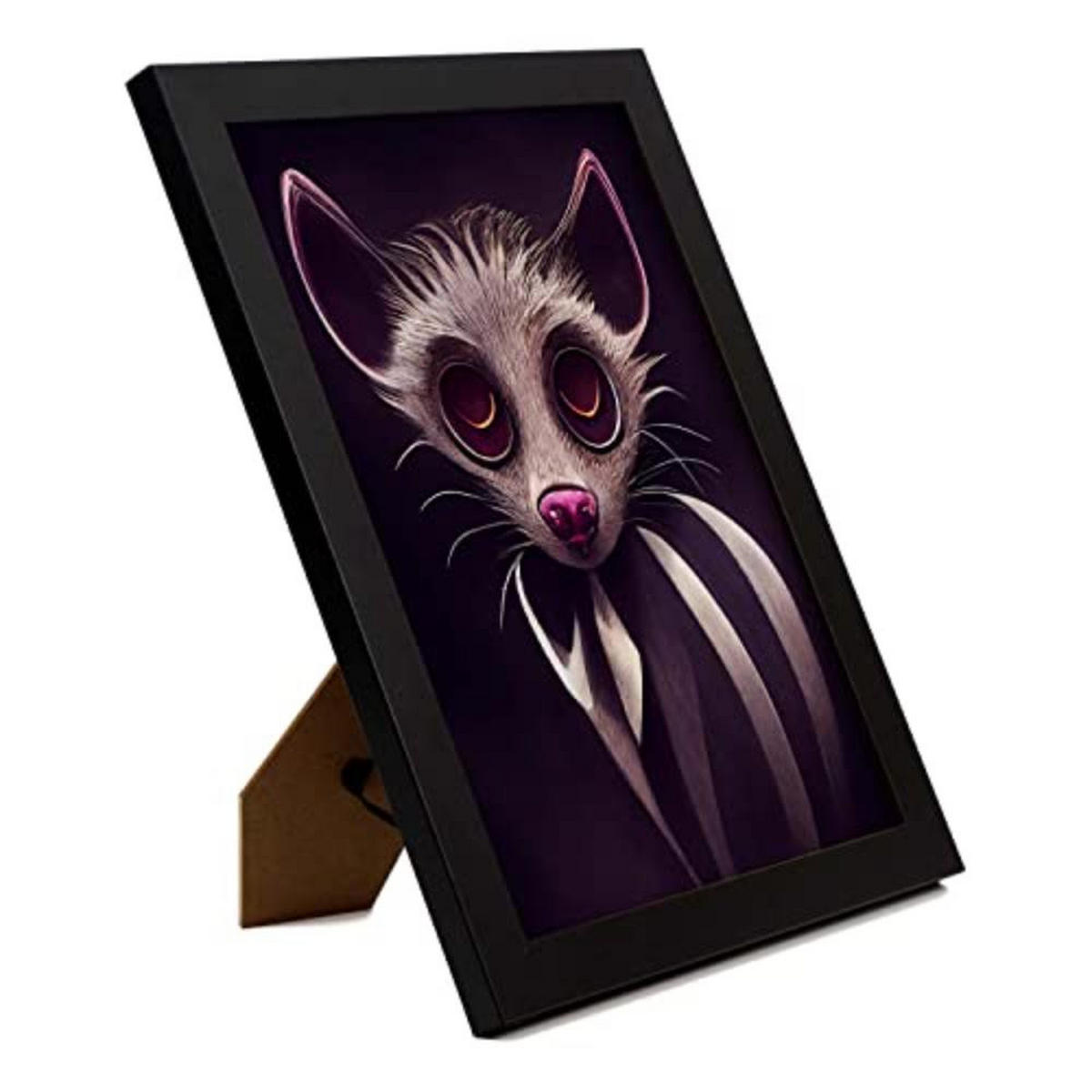 POSTER Set mit 4 Starren Poster im T Burton Goth Stil Tier A4 Schwarzer Rahmen - Schwarz, Papier (29.7/3cm) - Nacnic