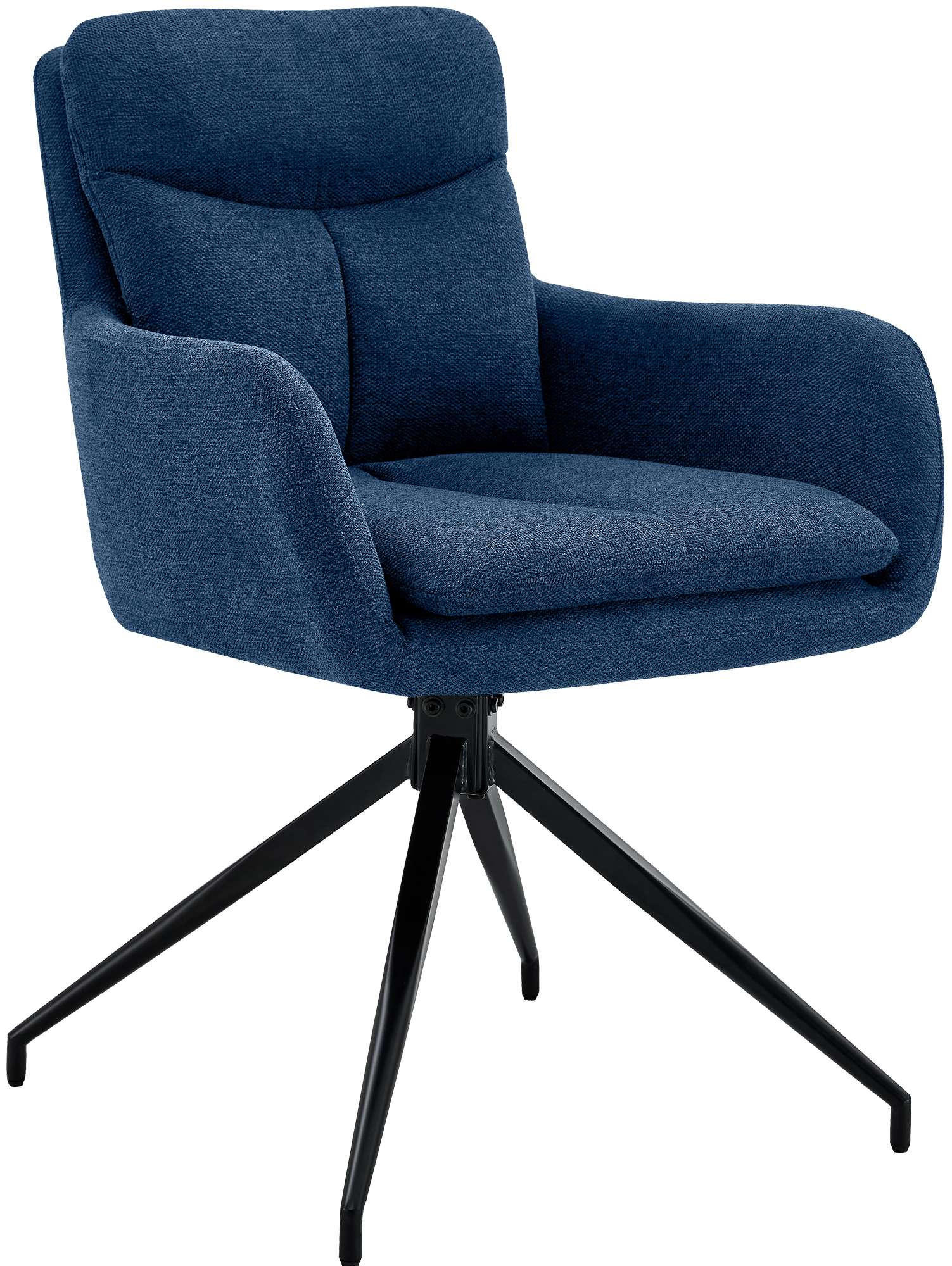 ESSZIMMERSTUHL Stoff Blau - Blau/Schwarz, Textil/Metall (57/83/62cm) - CLP