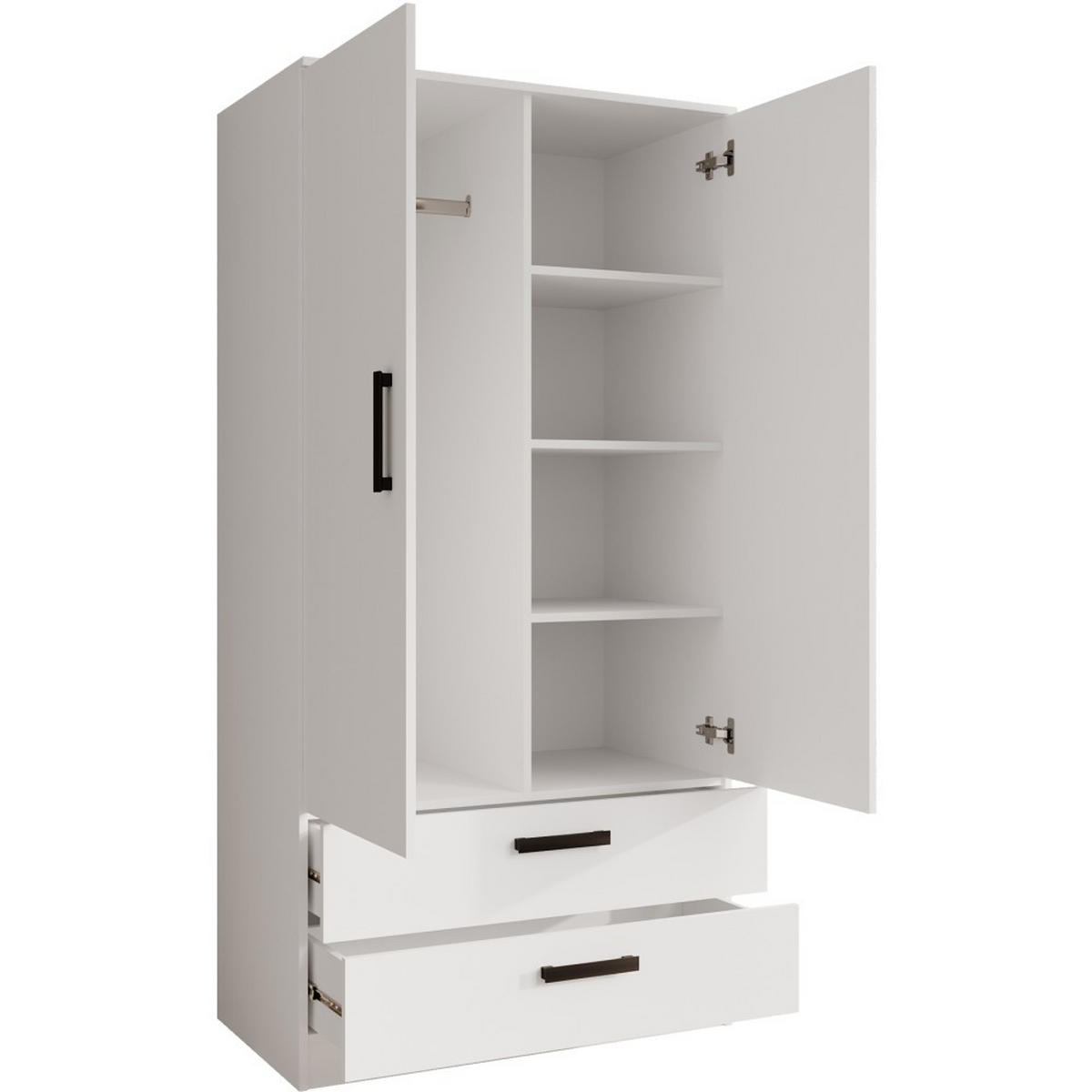 DREHTÜRENSCHRANK Trend, mit Schubladen, Weiß - Schwarz/Weiß, Holzwerkstoff (90/180/50cm) - Beautysofa