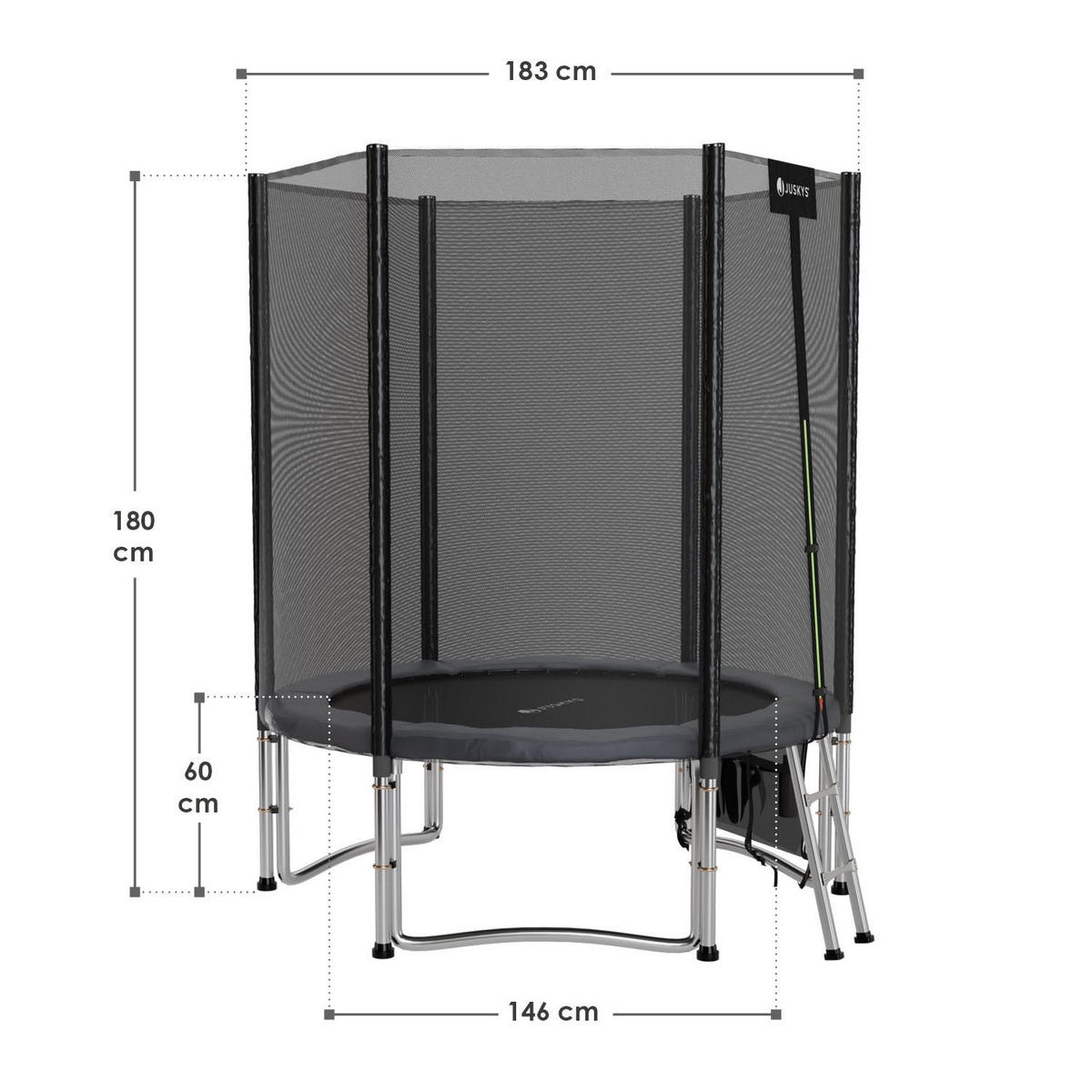 TRAMPOLIN JumpMaster S 183cm schwarz - Schwarz, Metall (183/183cm) - Juskys