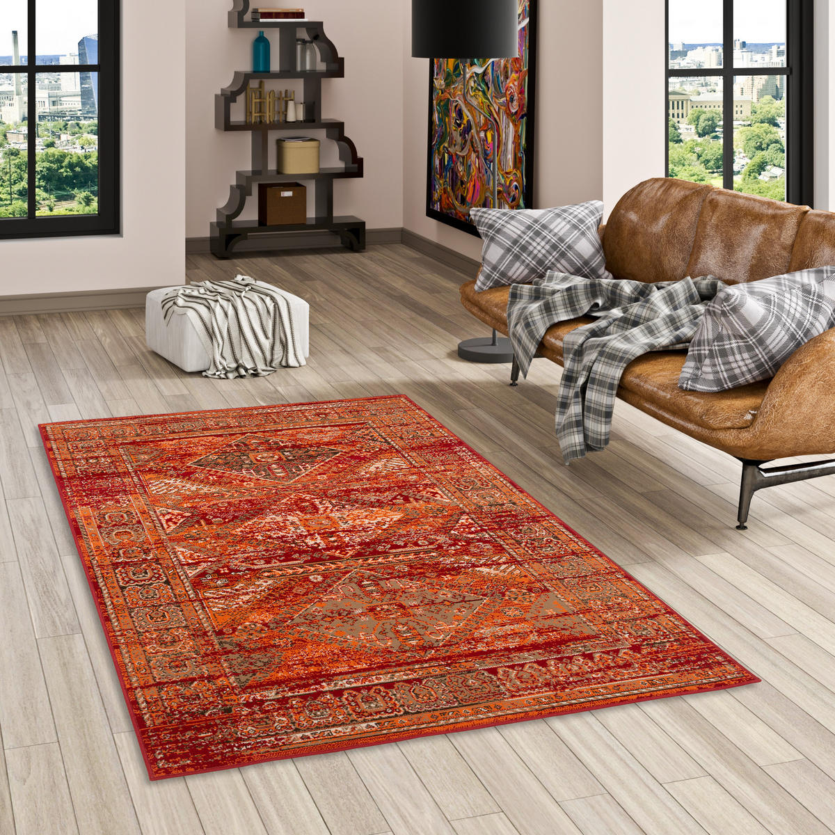 DESIGNER TEPPICH POP-VINTAGE ORIENT BORDÜRE - Terra cotta, Textil (160/230cm) - Pergamon