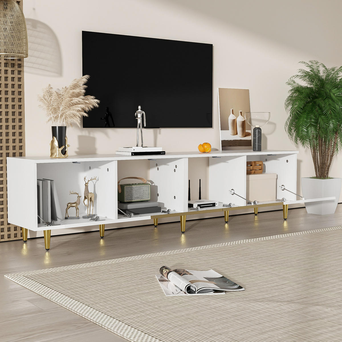 TV-ELEMENT Weiß 170/33/40 cm - Weiß, Glas/Holz (33/40/170cm) - Urban Meuble