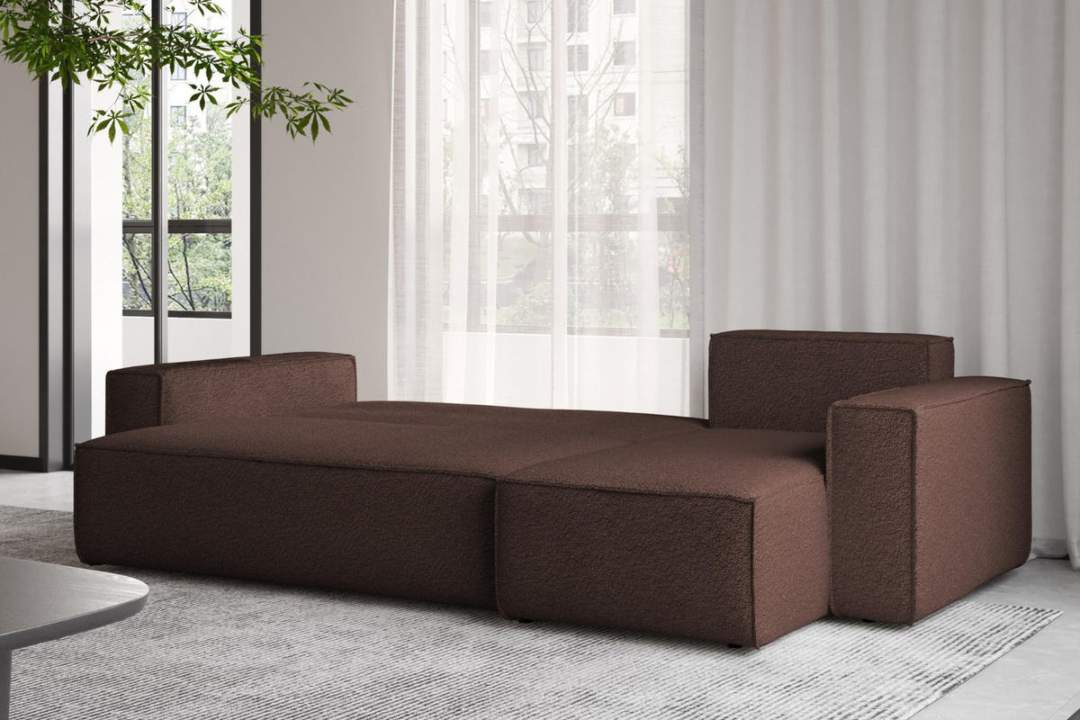 ECKSOFA Mit Schlaffunktion Und Bettkasten L-Form BEST Stoff Abriamo Braun Rechts - Braun, Holz/Textil (244/142cm) - Kaiser Möbel