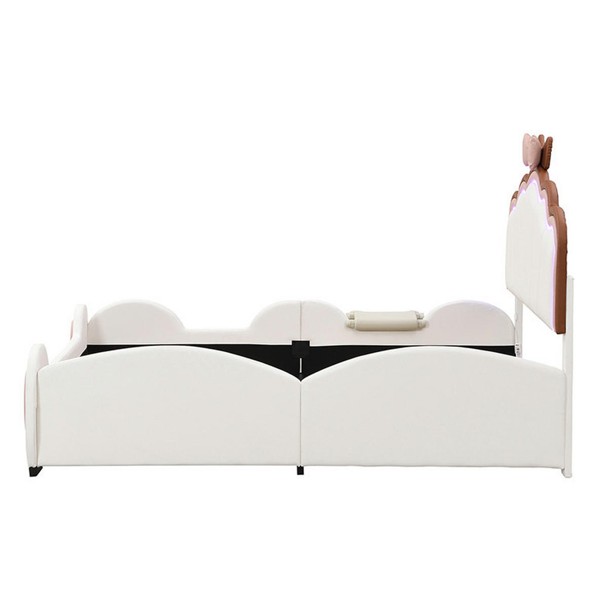 VYSOKÁ posteľ 140/200 cm ružová/biela so šmykľavkou a LED osvetlením z PU a MDF - ružová, plast (140/200cm) - OKWISH