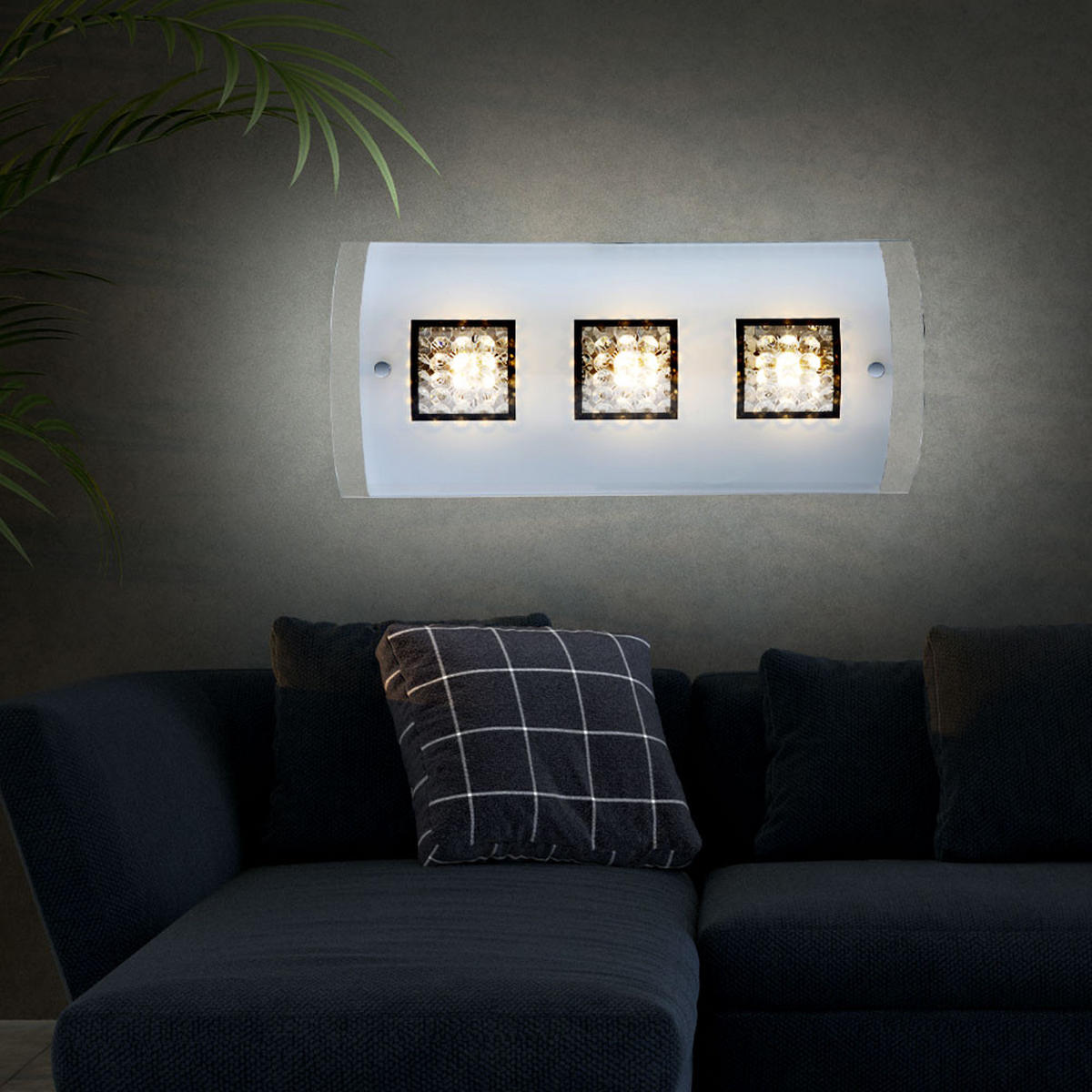 LED WANDLEUCHTE Sterni Metall Silber - Silberfarben, Glas (18/40/6.2cm) - Globo Lighting