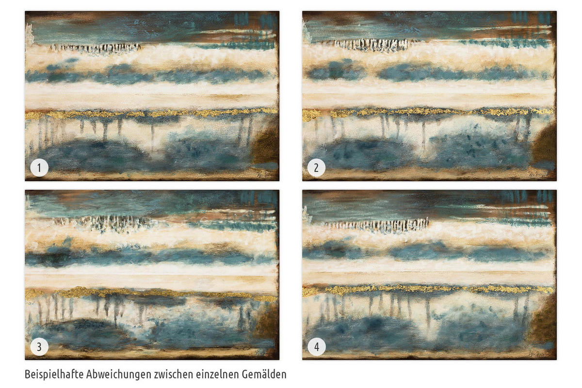 ACRYLBILD HANDGEMALT 120/80 cm - Blau/Beige, Holz/Textil (1.4/80cm) - KUNSTLOFT