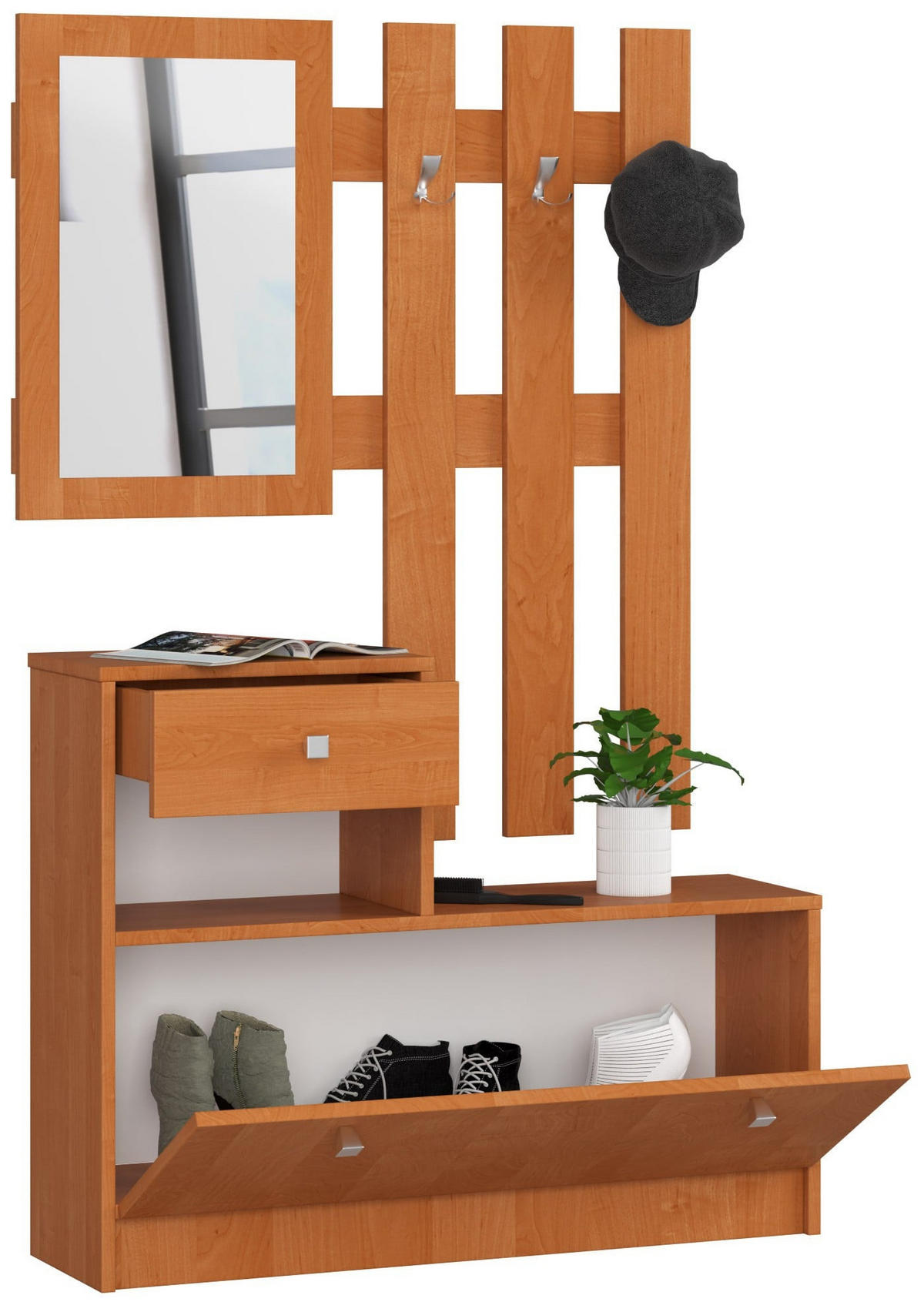 GARDEROBEN-SET, Erle, B90 x H100 cm - Erlefarben, Holz (25/170/90cm) - Milordbikes