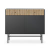 SIDEBOARD Divenos Schwarz / Holzoptik Eiche 104 cm - Eichefarben/Schwarz, Holzwerkstoff/Metall (104.4/89.4/39cm) - Selsey