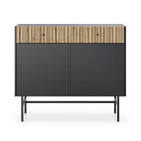 SIDEBOARD Divenos Schwarz / Holzoptik Eiche 104 cm - Eichefarben/Schwarz, Holzwerkstoff/Metall (104.4/89.4/39cm) - Selsey