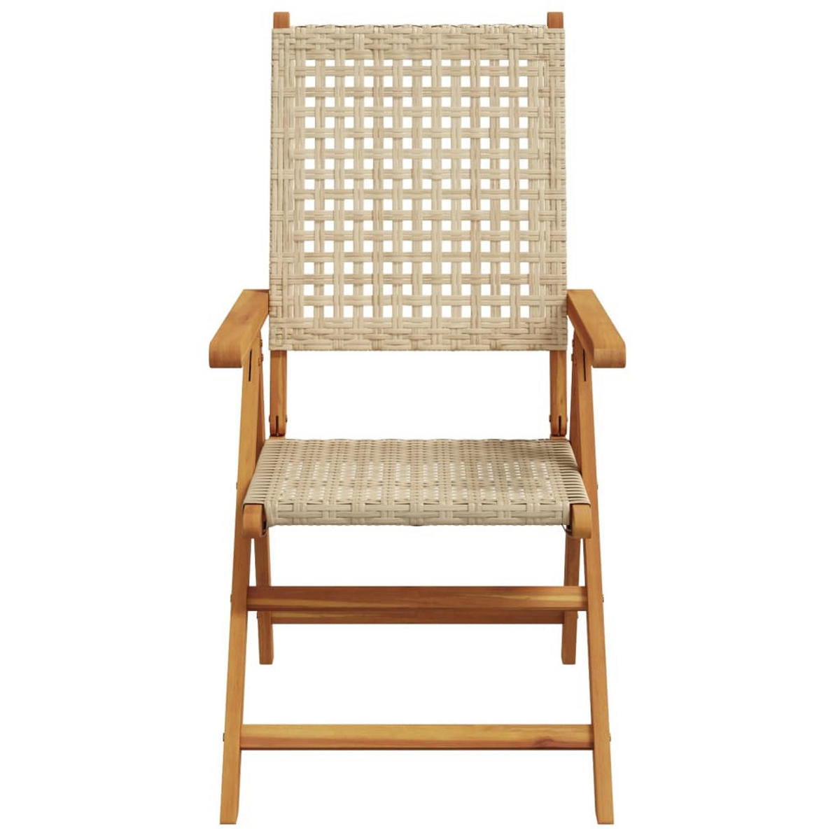 GARTENSTÜHLE 2er Set Beige Massivholz Akazie Und Poly Rattan - Beige, Holz (57/109/70cm) - vidaXL