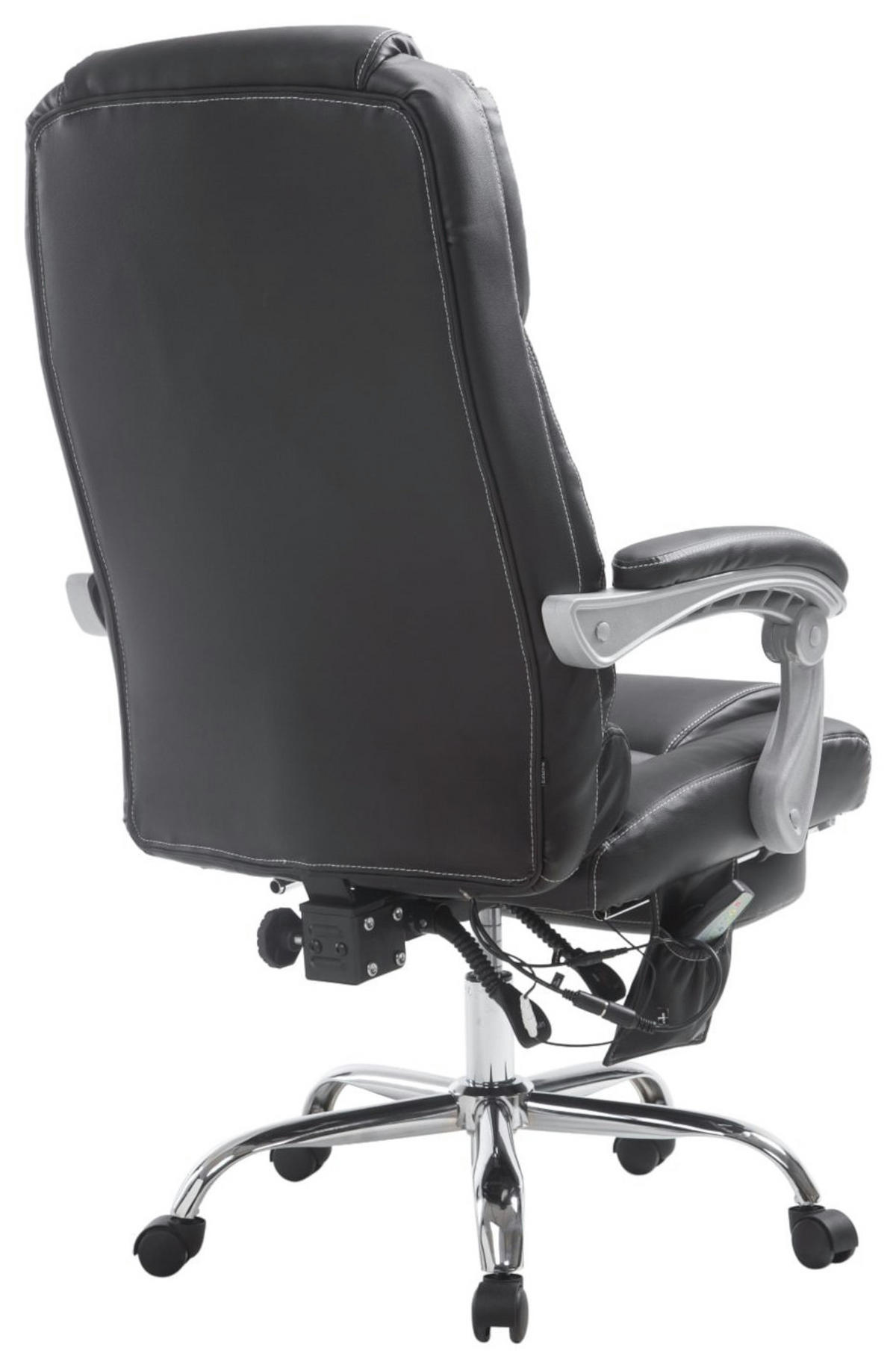 CHEFSESSEL Lederlook schwarz - Chromfarben/Schwarz, Textil/Metall (68/118/64cm) - CLP