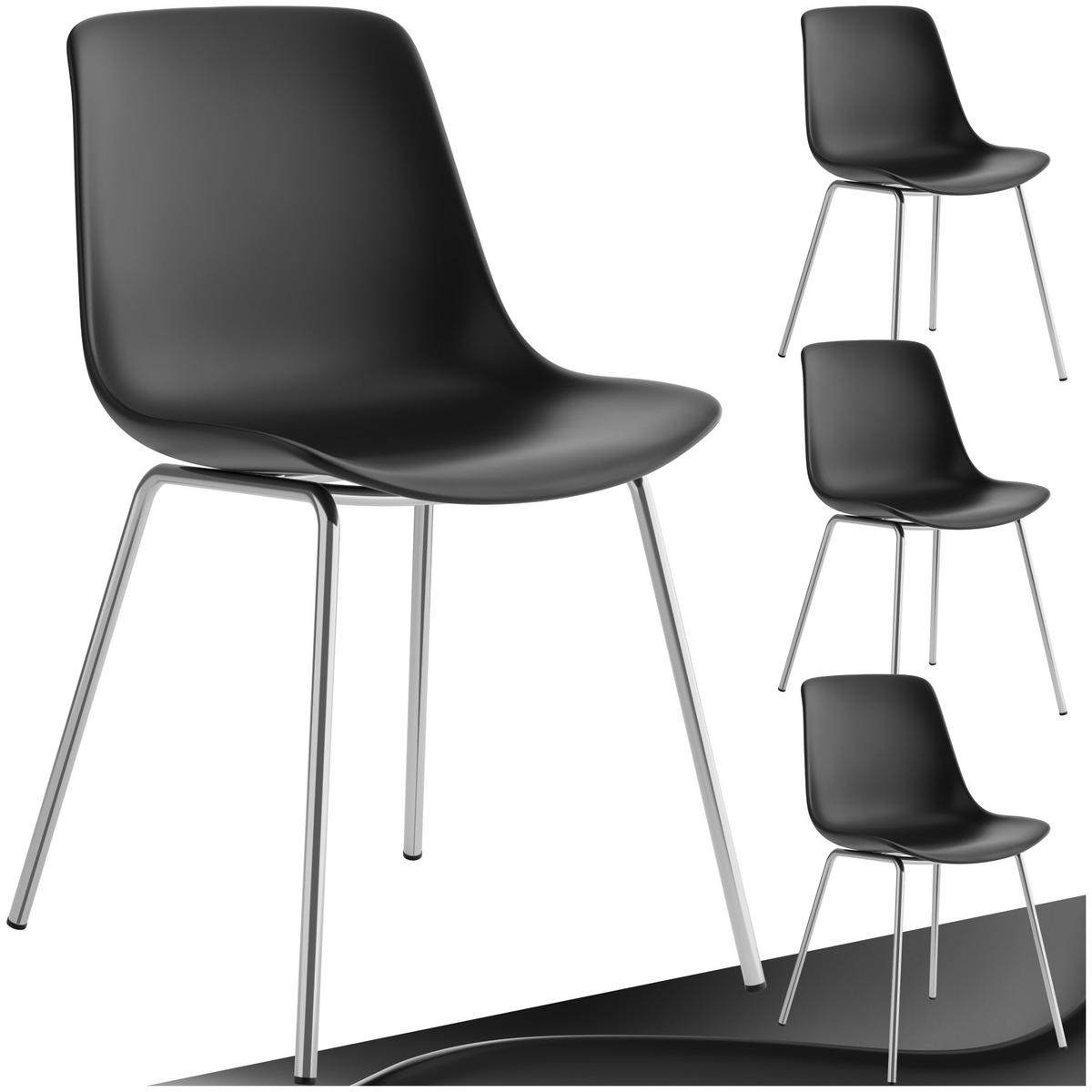 KUNSTSTOFFSTUHL 4er Set Mave 46 x 55 x 80 5 cm schwarz/chrom - Schwarz, Textil (46/80.5/55cm) - tectake