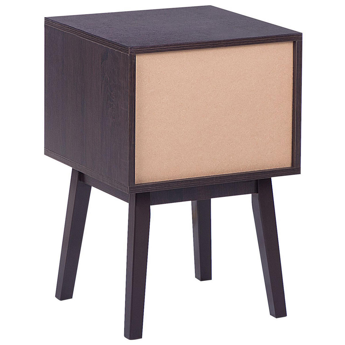 NACHTTISCH dunkler Holzfarbton/Palmenmotiv Rodes - Dunkelbraun/Weiß, Holzwerkstoff (40/61/40cm) - Beliani
