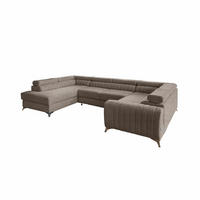 WOHNLANDSCHAFT mit Schlaffunktion und Bettkasten - Taupe/Silberfarben, Textil/Metall (202/92/347cm) - Eltap