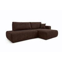 ECKSOFA Mit Schlaffunktion Und Bettkasten, Cordstoff Poso, Braun, Rechts, OPEN XL - Braun, Holz (262/145cm) - Kaiser Möbel