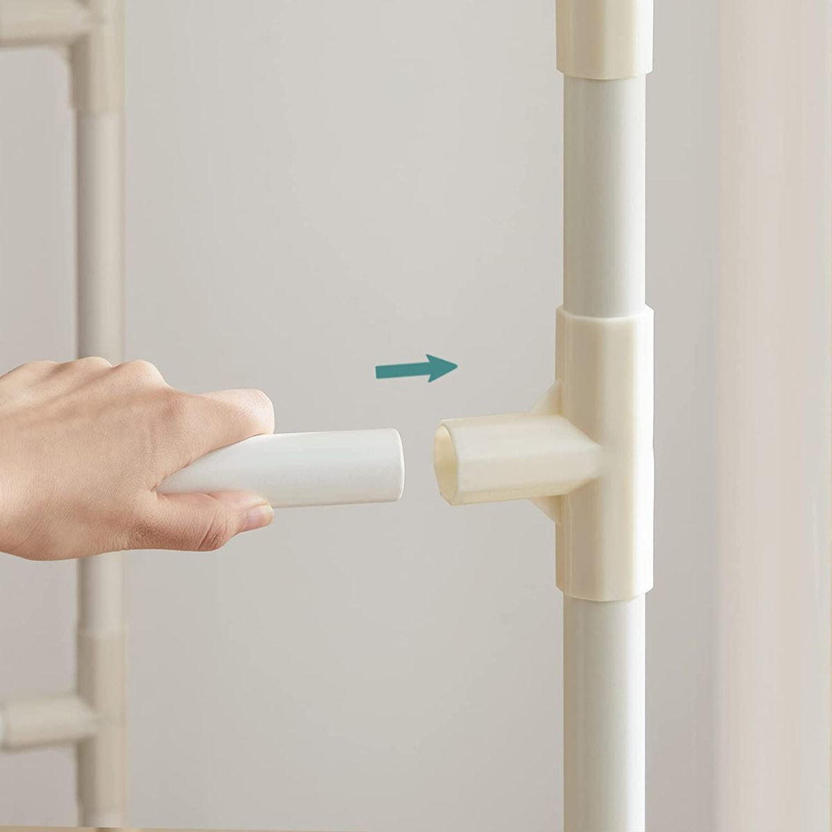 KLEIDERSCHRANK mit 2 Kleiderstangen und 2 Regalen Weiß - Weiß, Metall (47/176/114cm) - Calicosy