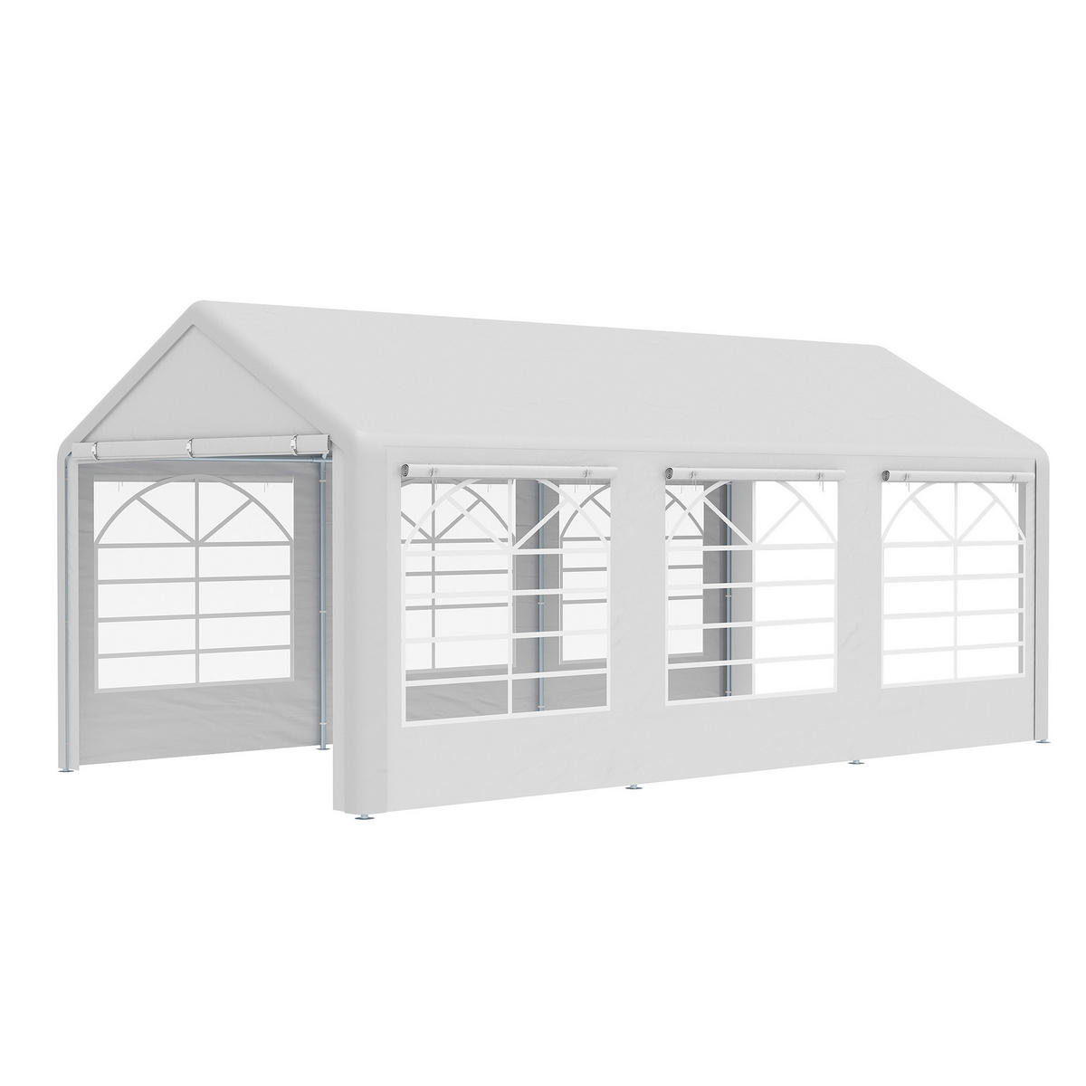PAVILION DE-12635 600/300 cm mit 6 Fenstern und 4 Seitenwänden Weiß - Weiß, Kunststoff (300/280/600cm) - ComfortXL