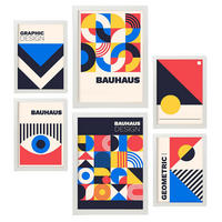 POSTER Set Mit 6 Drucken Im Bauhaus 4 Geometrische Designkollektion Drucke Mit Frames Ästhetische Dekorative Rahmen Für Zuhause A3 & A4 Weißer Rahmen - Weiß, Papier (29/3cm) - Nacnic