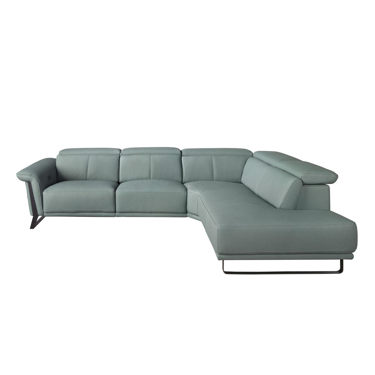 ECKSOFA Relax-Ecksofa rechts in türkisgrünem Leder 306/229/97 cm - Türkis/Schwarz, Leder/Holz (306/229cm) - ANGEL CERDA