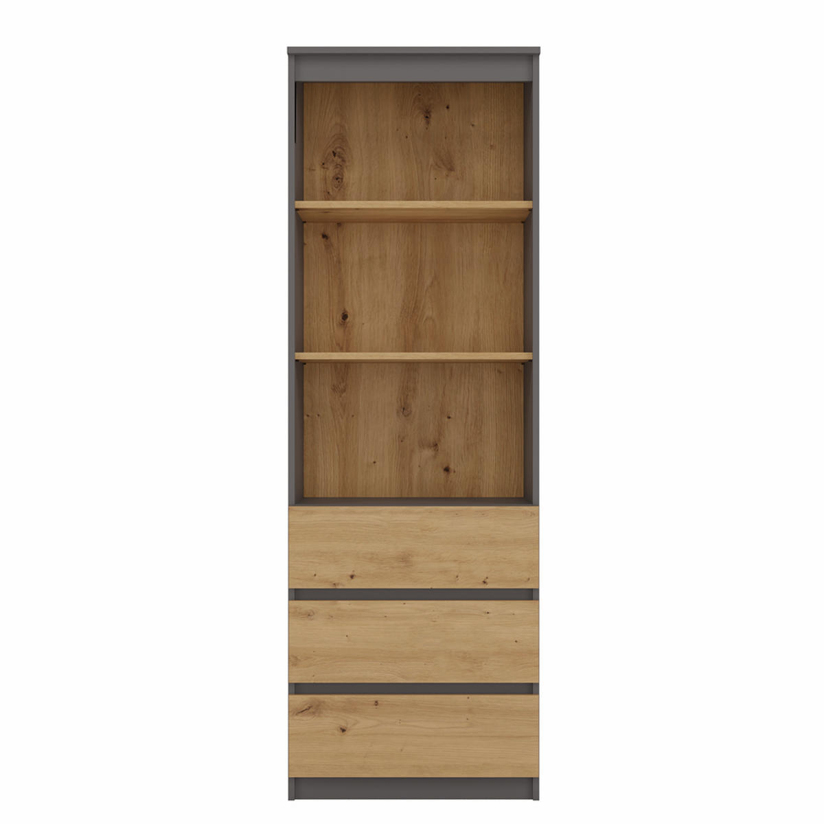 POLICA NA KNIHY - antracitová, kompozitné drevo (60/180/35cm) - RAUMHIRSCH FURNITURE