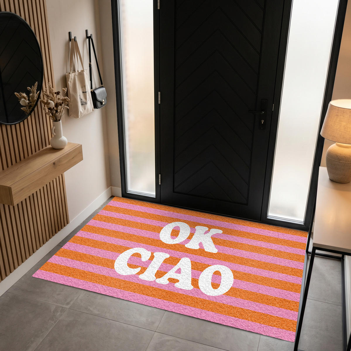 ROHOŽKA Ciao - Citát - Pruhy 180x120 cm - oranžová, plast (180/120cm) - MuchoWow