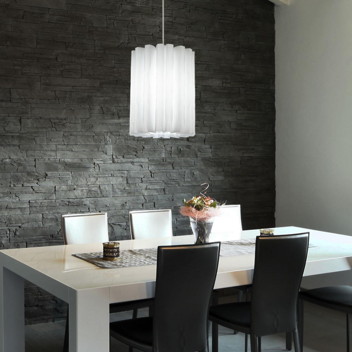 LED HÄNGELEUCHTE gewellt Weiß - Weiß, Kunststoff (27/27/135cm) - Esto