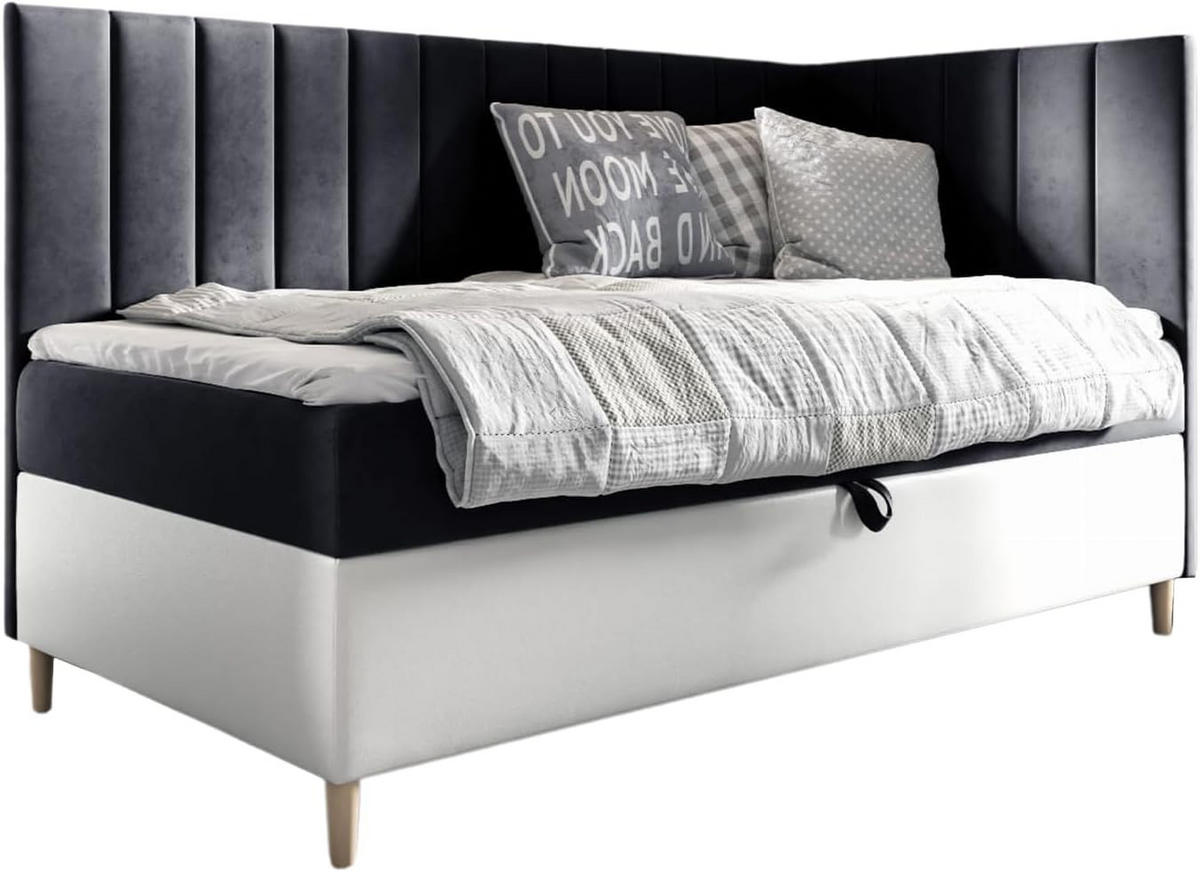 KINDERBETT MAYA 3 - Schwarz/Weiß, Holzwerkstoff (86/208cm) - Meblini