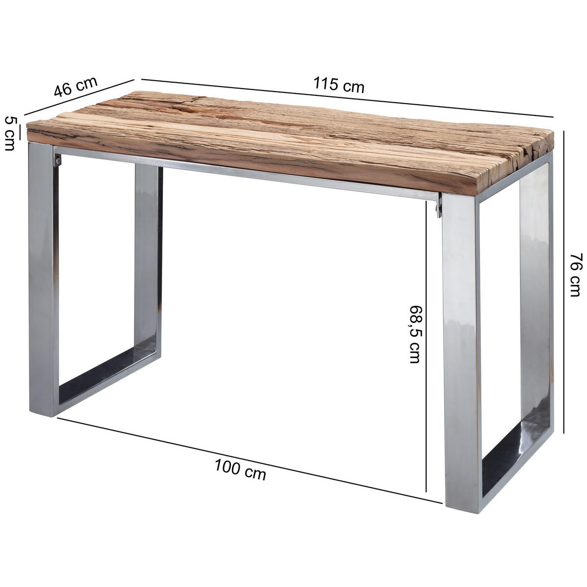 KONSOLENTISCH eckig MADY Wohnzimmer - Akaziefarben, Holz (115/46/76cm) - tinkaro