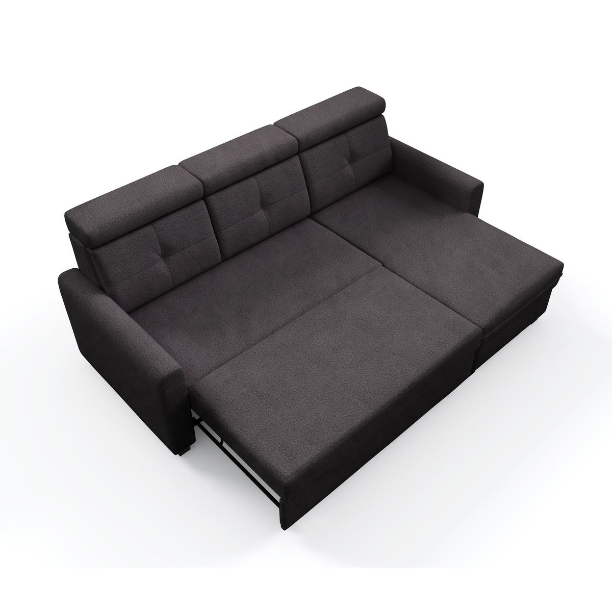ECKSCHLAFSOFA Milano, Schwarz, rechts - Schwarz, Textil (217/166cm) - Beautysofa