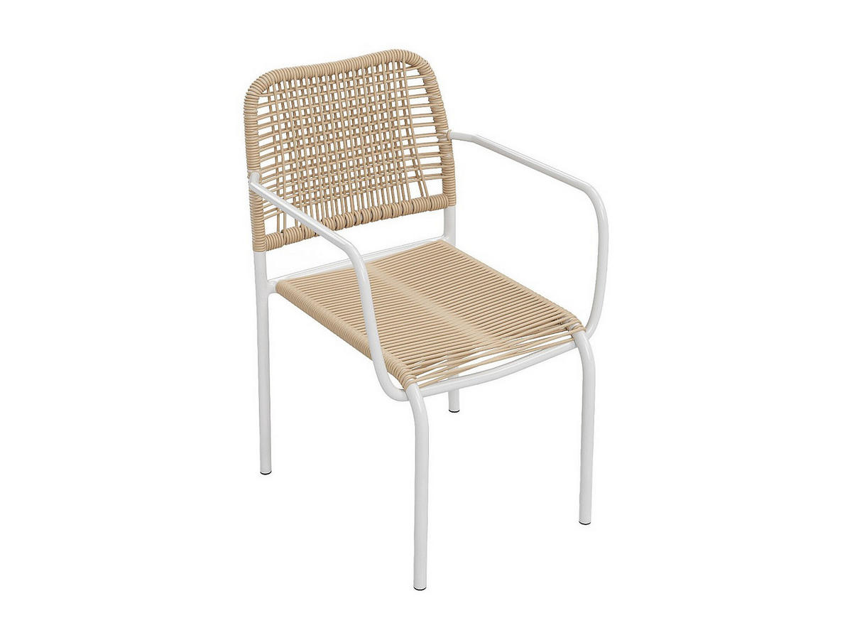 2-TEILIGES Gartenstuhl-Set - 53 x 59,5 cm - metall - beige - Niou - Beige, Metall (53/80/59.5cm) - Vente-Unique