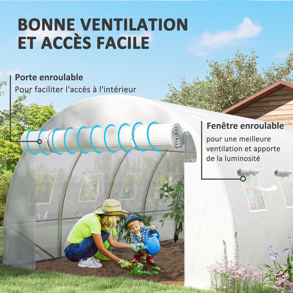 ERSATZPLANE DE-12021 für 12 m² Tunnel mit 8 Fenstern & Tür Weiß - Weiß, Kunststoff (300/200/400cm) - ComfortXL