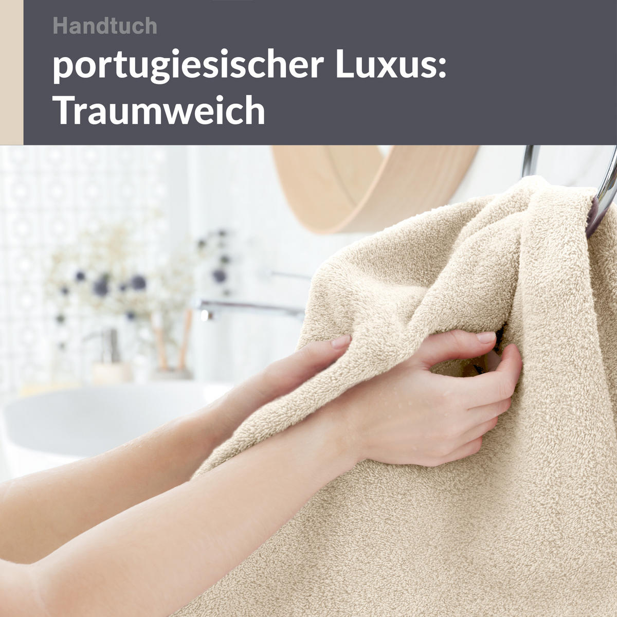 HANDTUCH 50x100 cm London Natur 4er Set - Naturfarben, Textil (50/100cm) - Lashuma