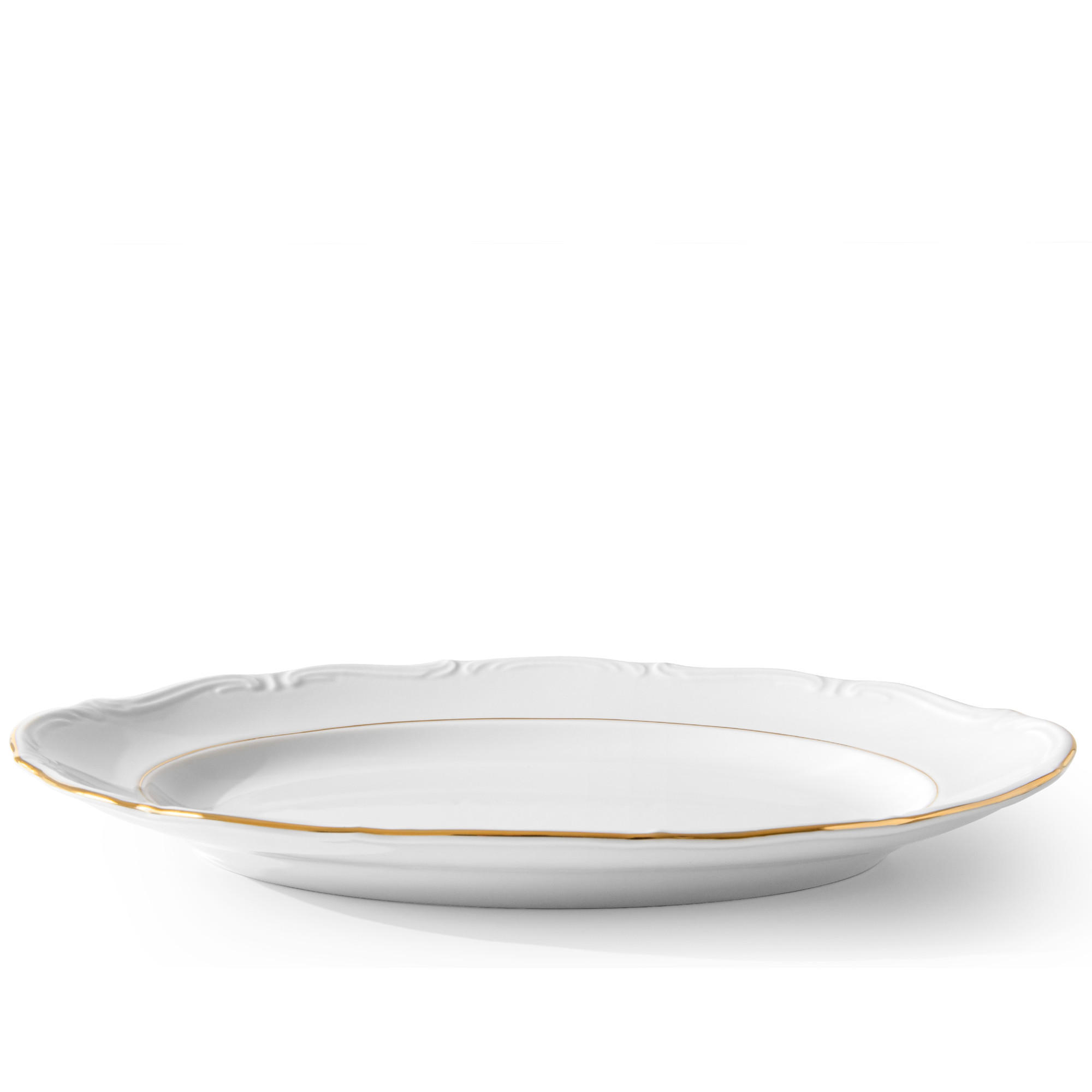 Konsimo® Servierplatte Weiß, Gold 22x3x22 cm